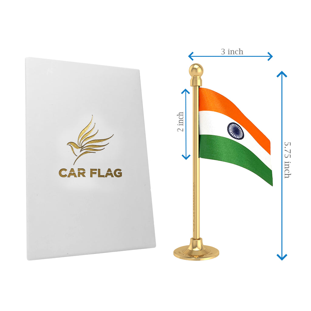 Indian Car Dashboard Flag of 2in x 3in With A Steel or Plastic Base