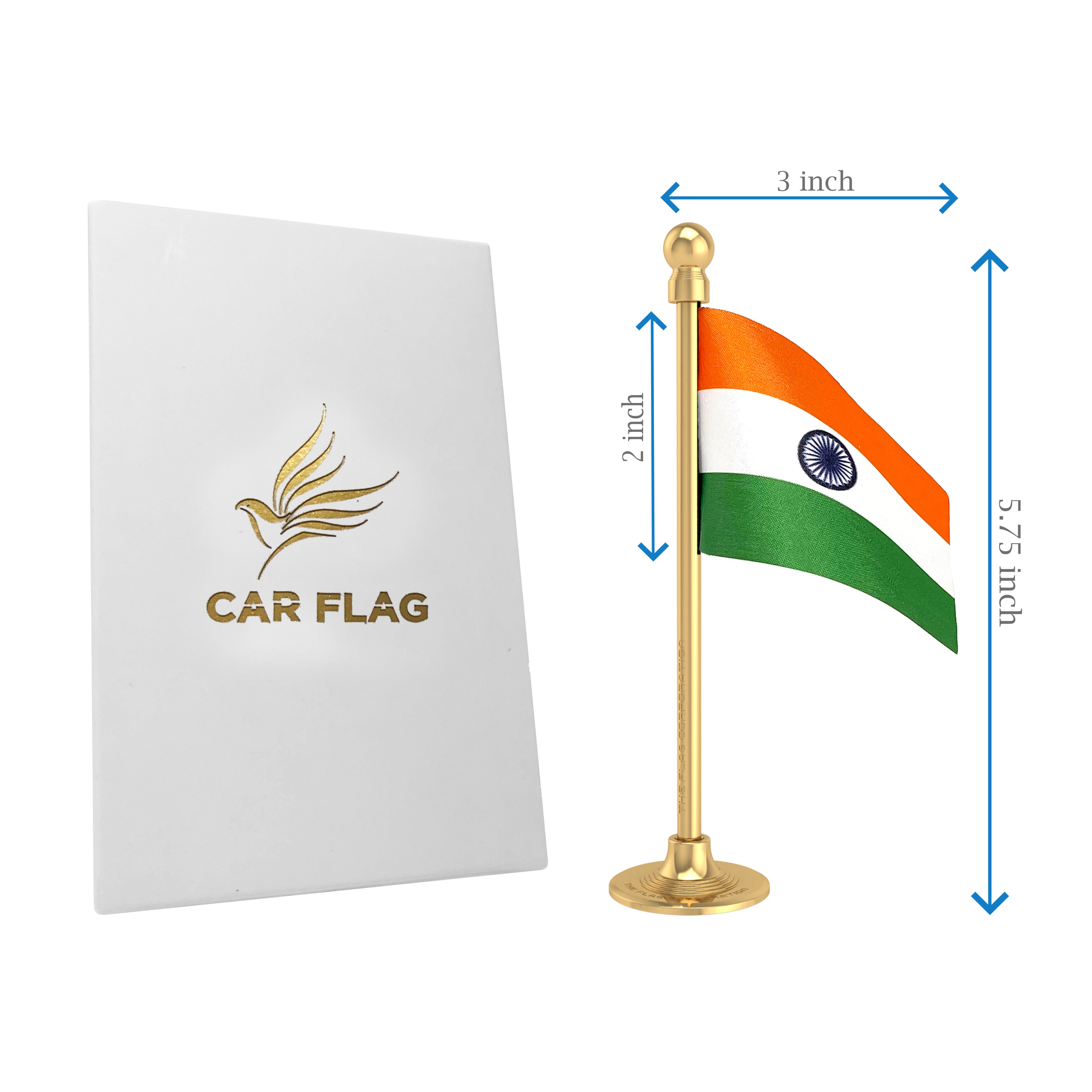 Indian Car Dashboard Flag of 2in x 3in With A Steel or Plastic Base