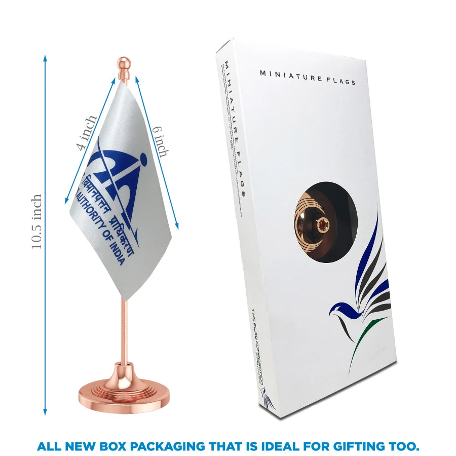 AAI Airport Authority Table Flag of 4in x 6in With A Heavy Plastic Base