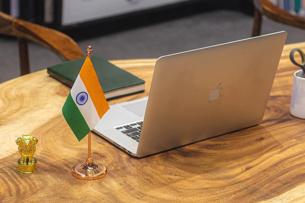 Indian Table Flag of 4in x 6in With A Heavy Plastic Base