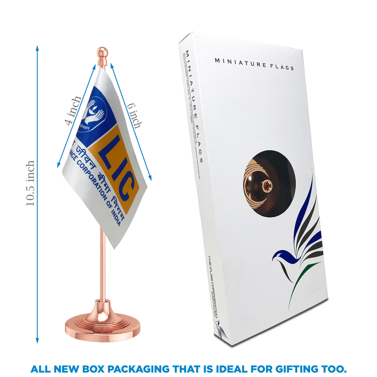 LIC Life Insurance Table Flag of 4in x 6in With A Heavy Plastic Base