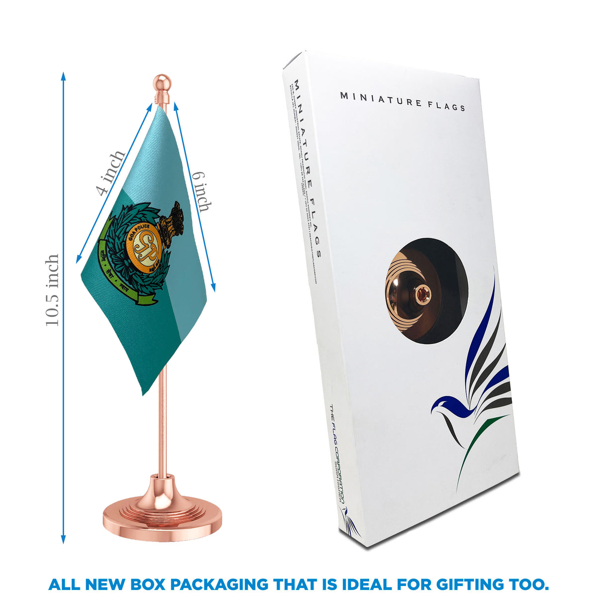 Goa Police Table Flag of 4in x 6in With A Heavy Plastic Base