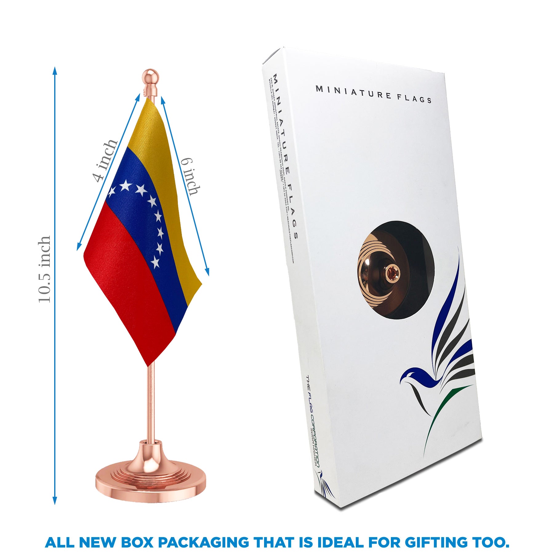 Venezuela Table Flag of 4in x 6in With A Heavy Plastic Base