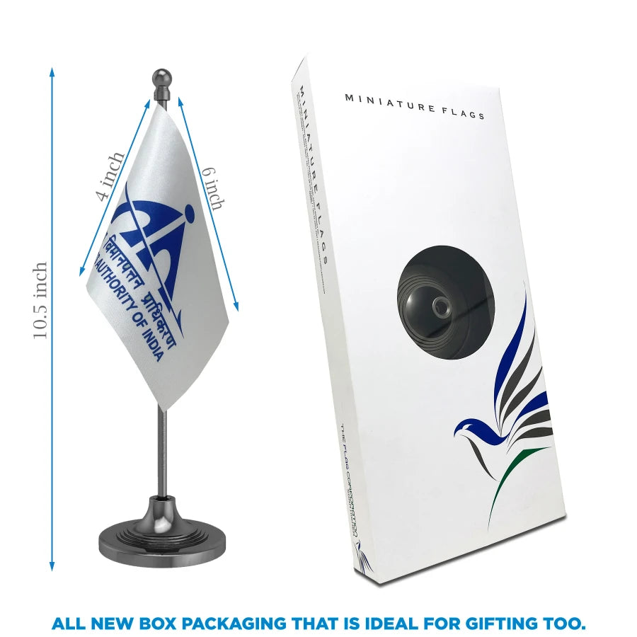 AAI Airport Authority Table Flag of 4in x 6in With A Heavy Plastic Base