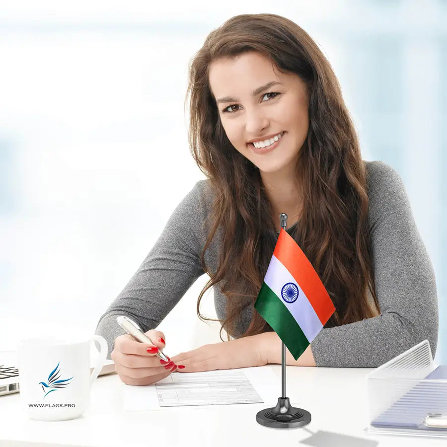 Indian Table Flag of 4in x 6in With A Heavy Plastic Base