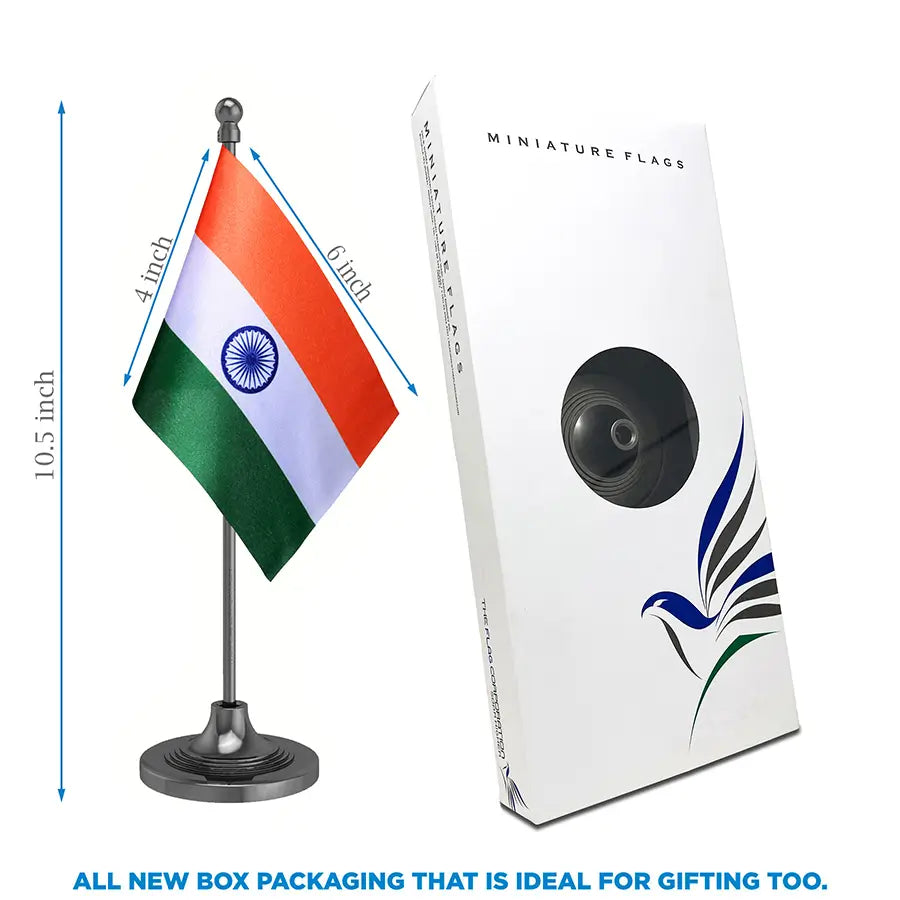 Indian Table Flag of 4in x 6in With A Heavy Plastic Base