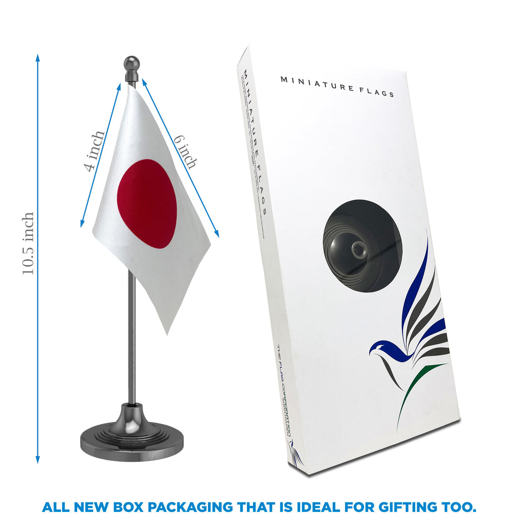 Japan Table Flag of 4in x 6in With A Heavy Plastic Base