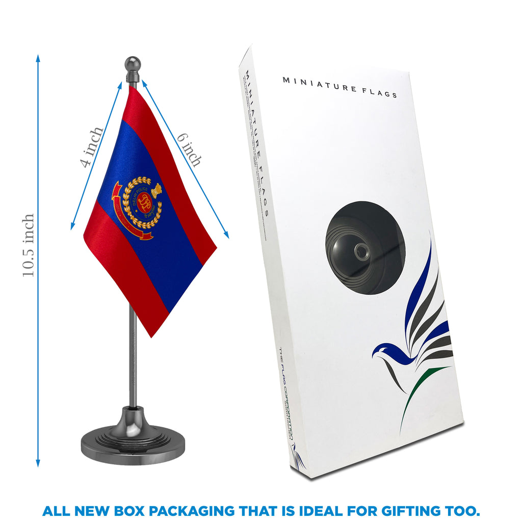 Delhi Police Table Flag of 4in x 6in With A Heavy Plastic Base