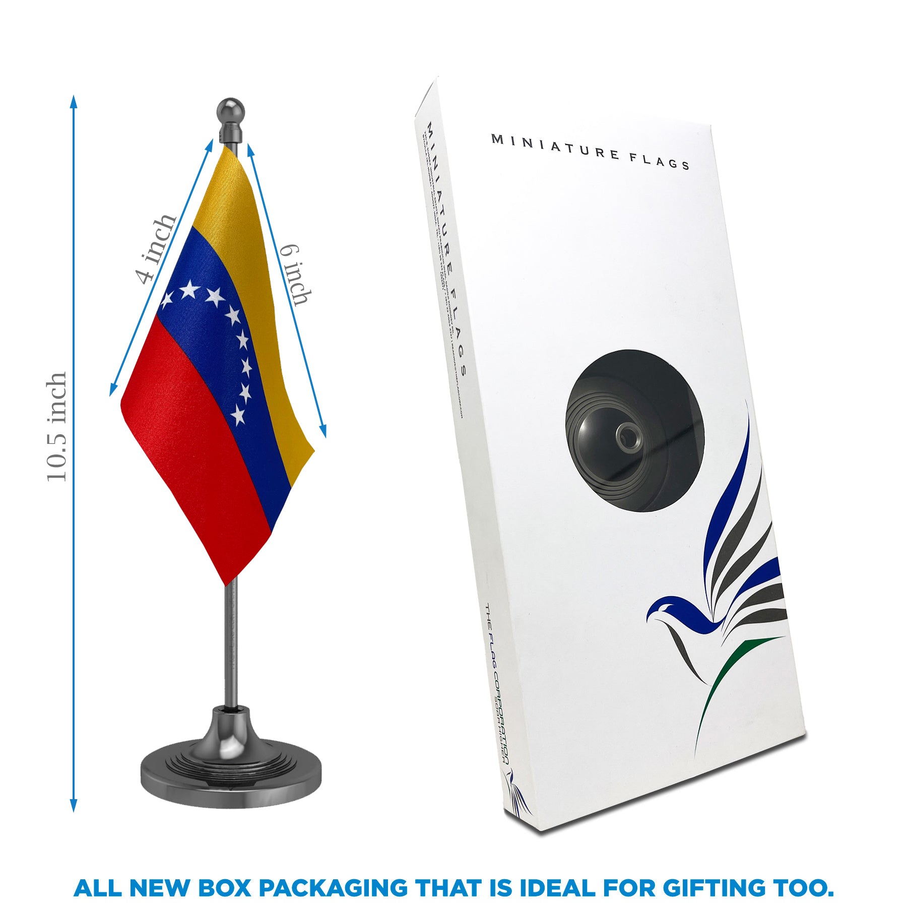Venezuela Table Flag of 4in x 6in With A Heavy Plastic Base