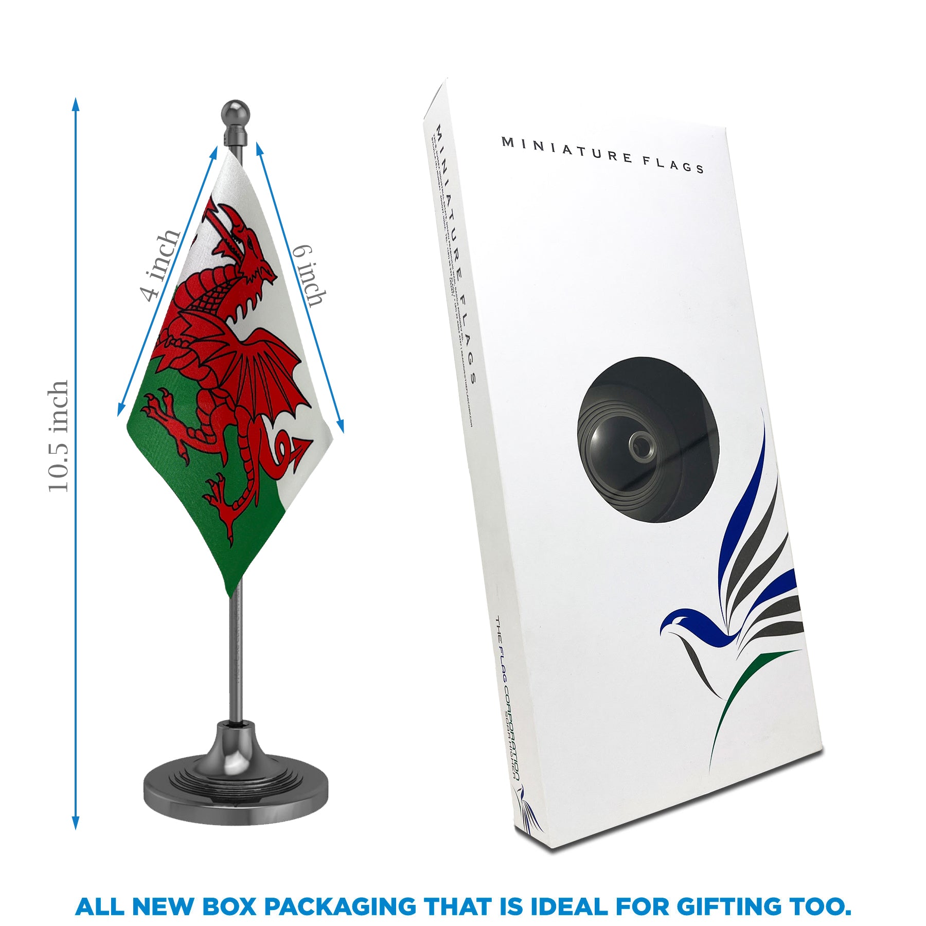 Wales Table Flag of 4in x 6in With A Heavy Plastic Base