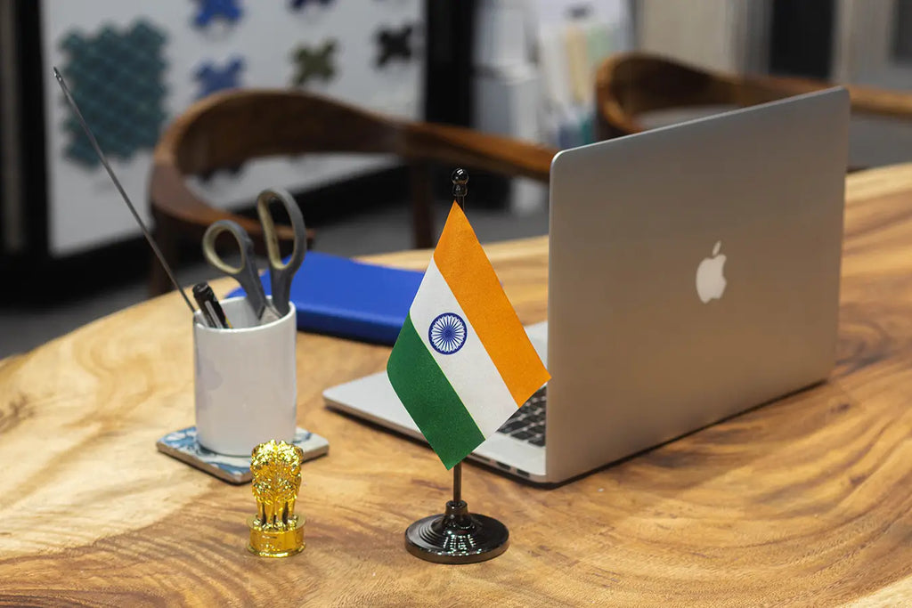 Indian Table Flag of 4in x 6in With A Heavy Plastic Base