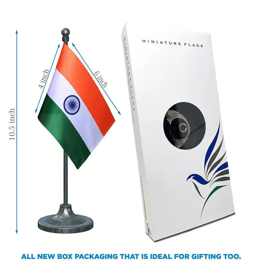 Indian Table Flag of 4in x 6in With A Heavy Plastic Base