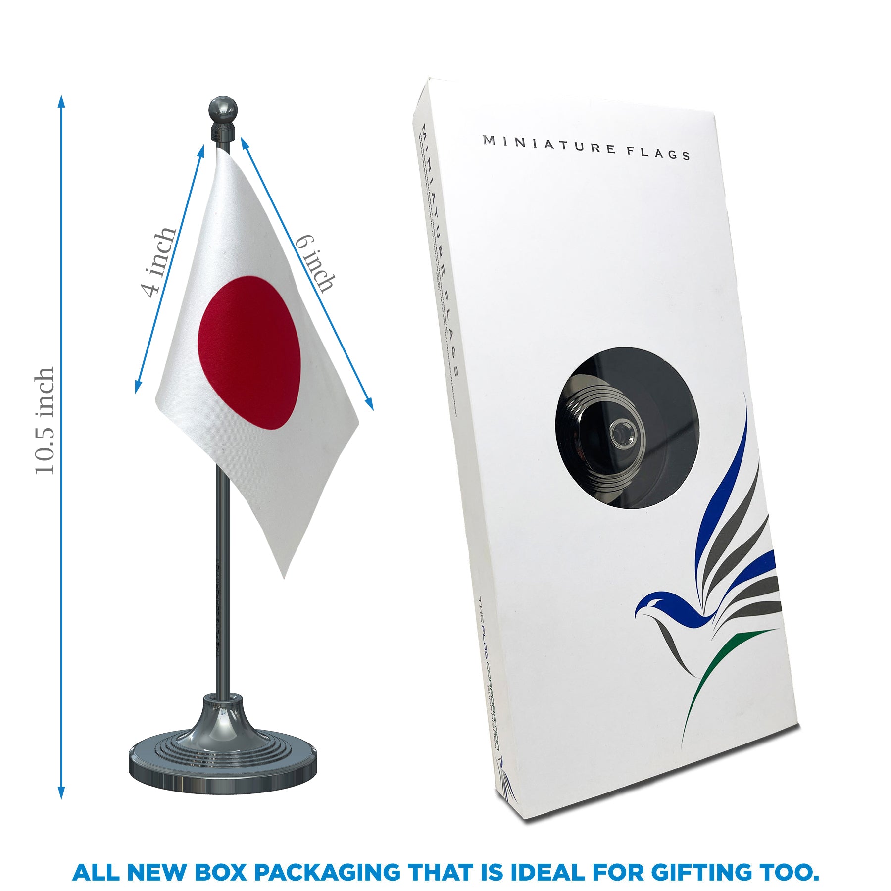 Japan Table Flag of 4in x 6in With A Heavy Plastic Base