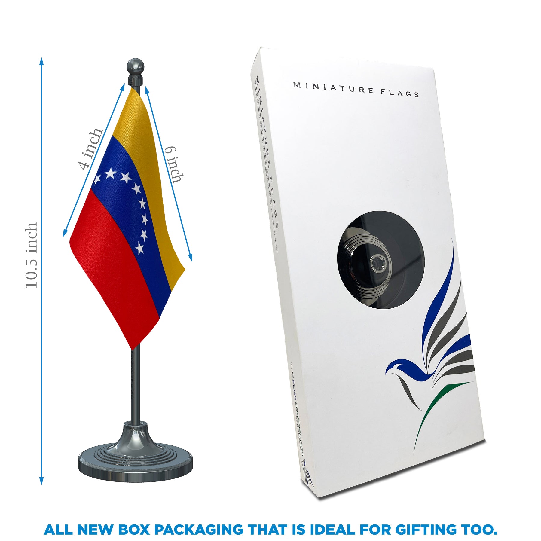 Venezuela Table Flag of 4in x 6in With A Heavy Plastic Base