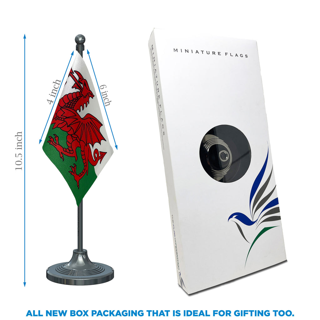 Wales Table Flag of 4in x 6in With A Heavy Plastic Base