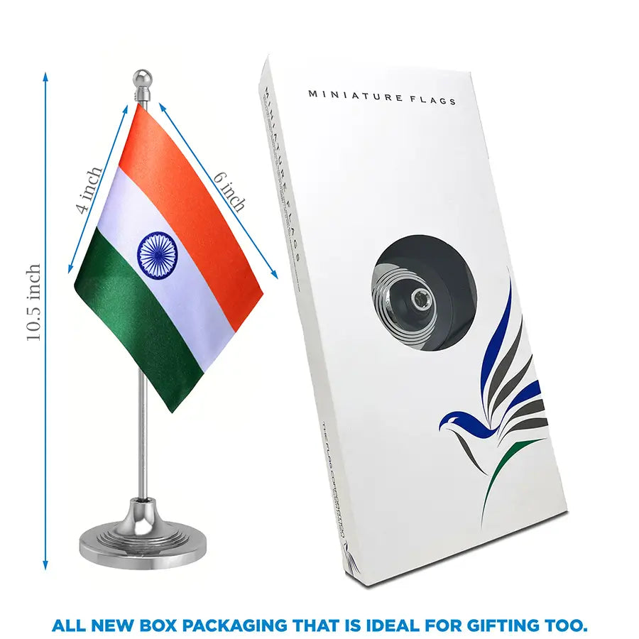 Indian Table Flag of 4in x 6in With A Heavy Plastic Base