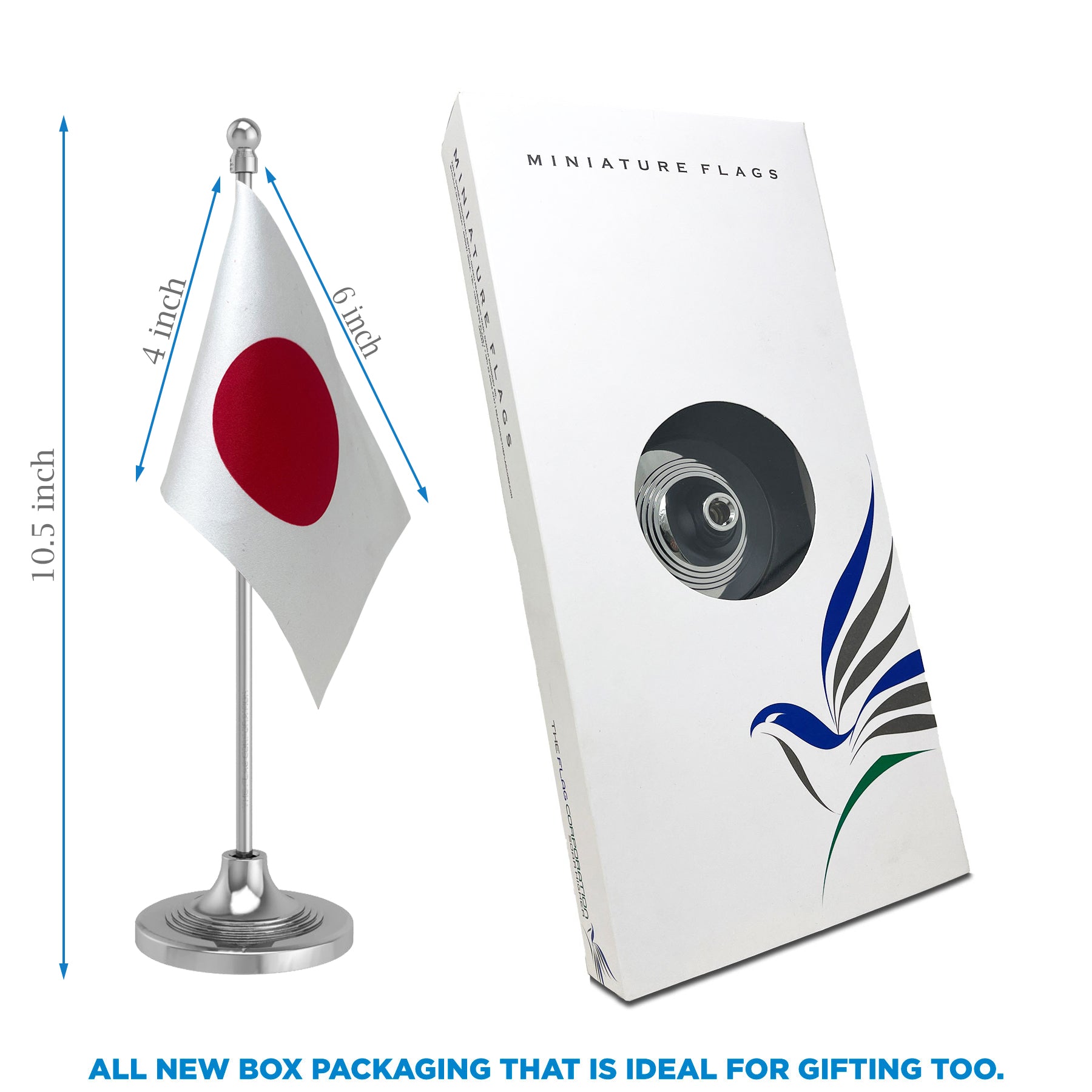 Japan Table Flag of 4in x 6in With A Heavy Plastic Base