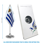 Uruguay Table Flag of 4in x 6in With A Heavy Plastic Base
