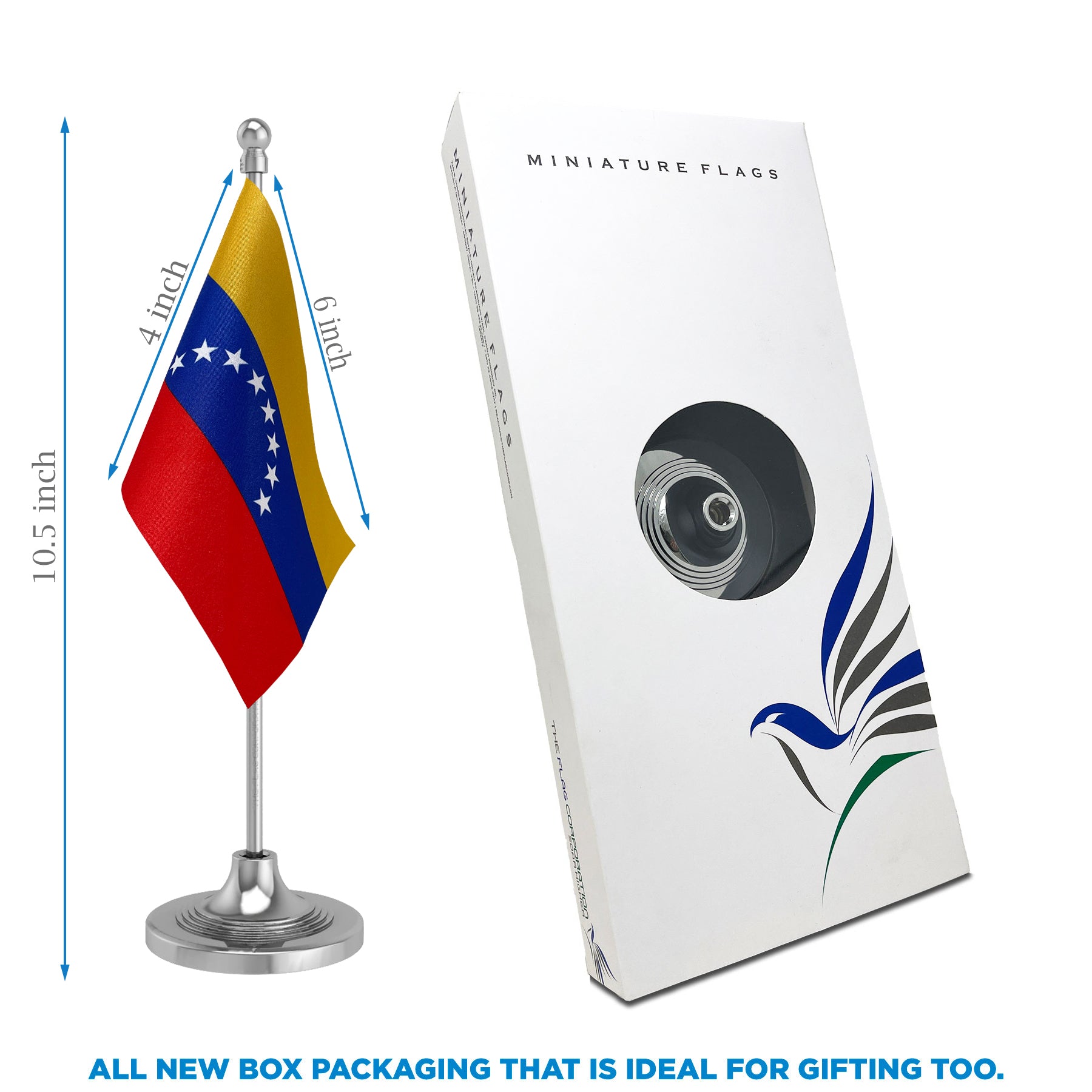 Venezuela Table Flag of 4in x 6in With A Heavy Plastic Base