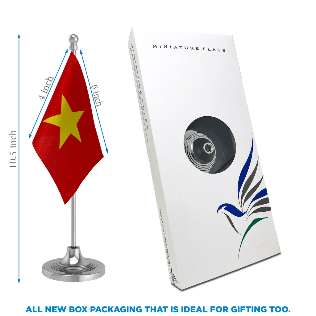 Vietnam Table Flag of 4in x 6in With A Heavy Plastic Base