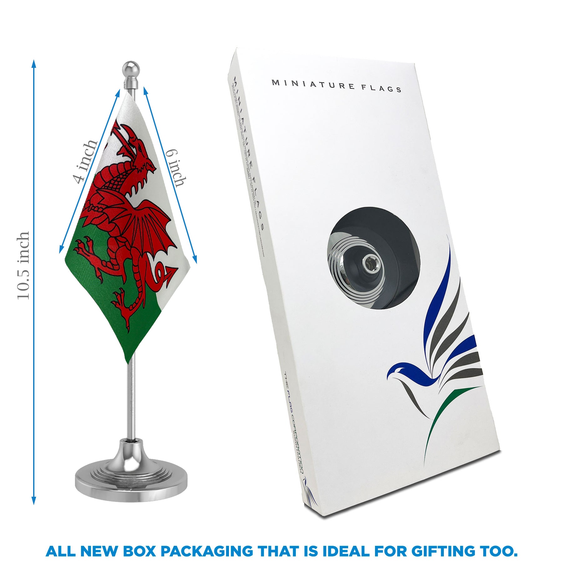 Wales Table Flag of 4in x 6in With A Heavy Plastic Base
