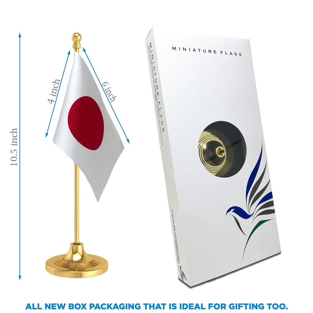 Japan Table Flag of 4in x 6in With A Heavy Plastic Base