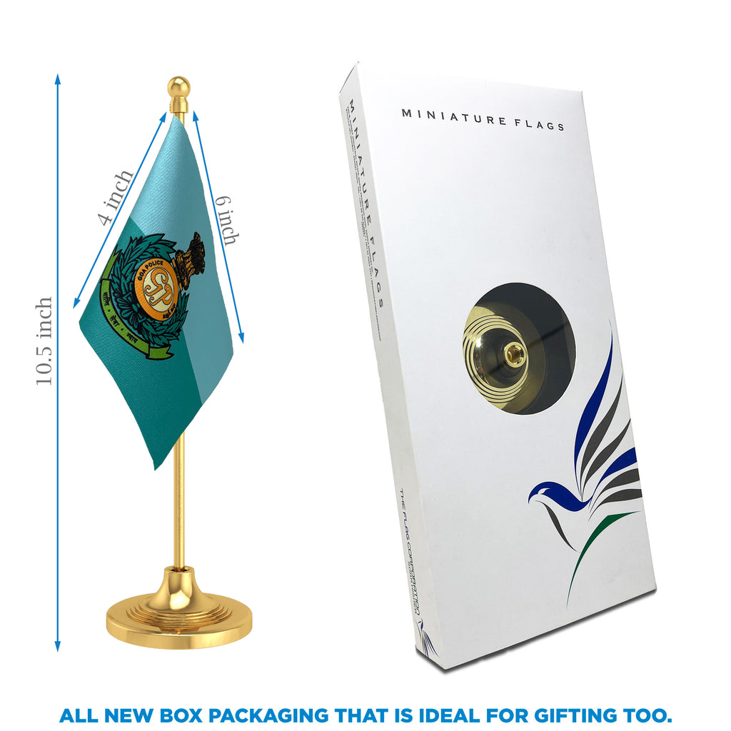 Goa Police Table Flag of 4in x 6in With A Heavy Plastic Base