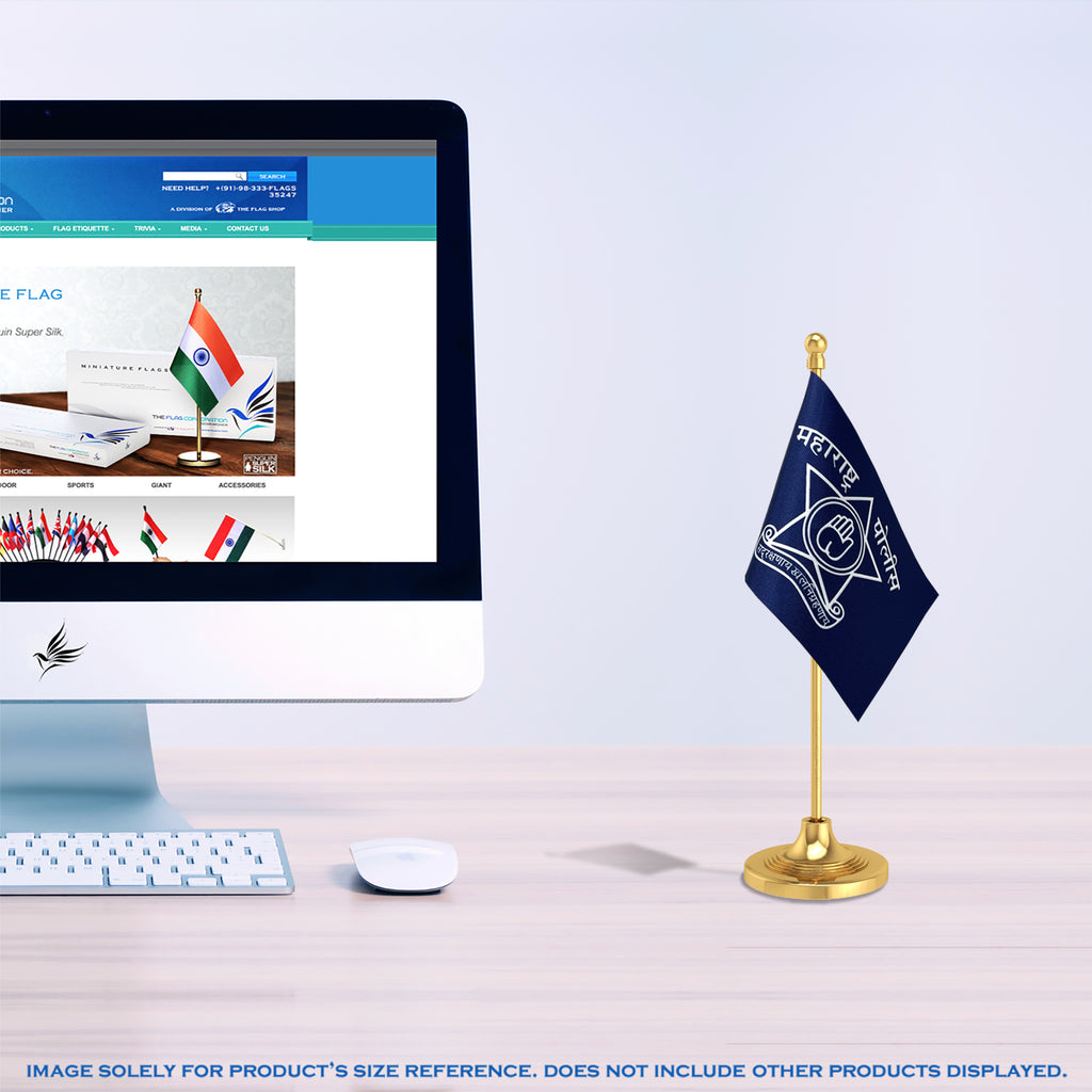 Maharashtra Police Table Flag of 4in x 6in With A Heavy Plastic Base