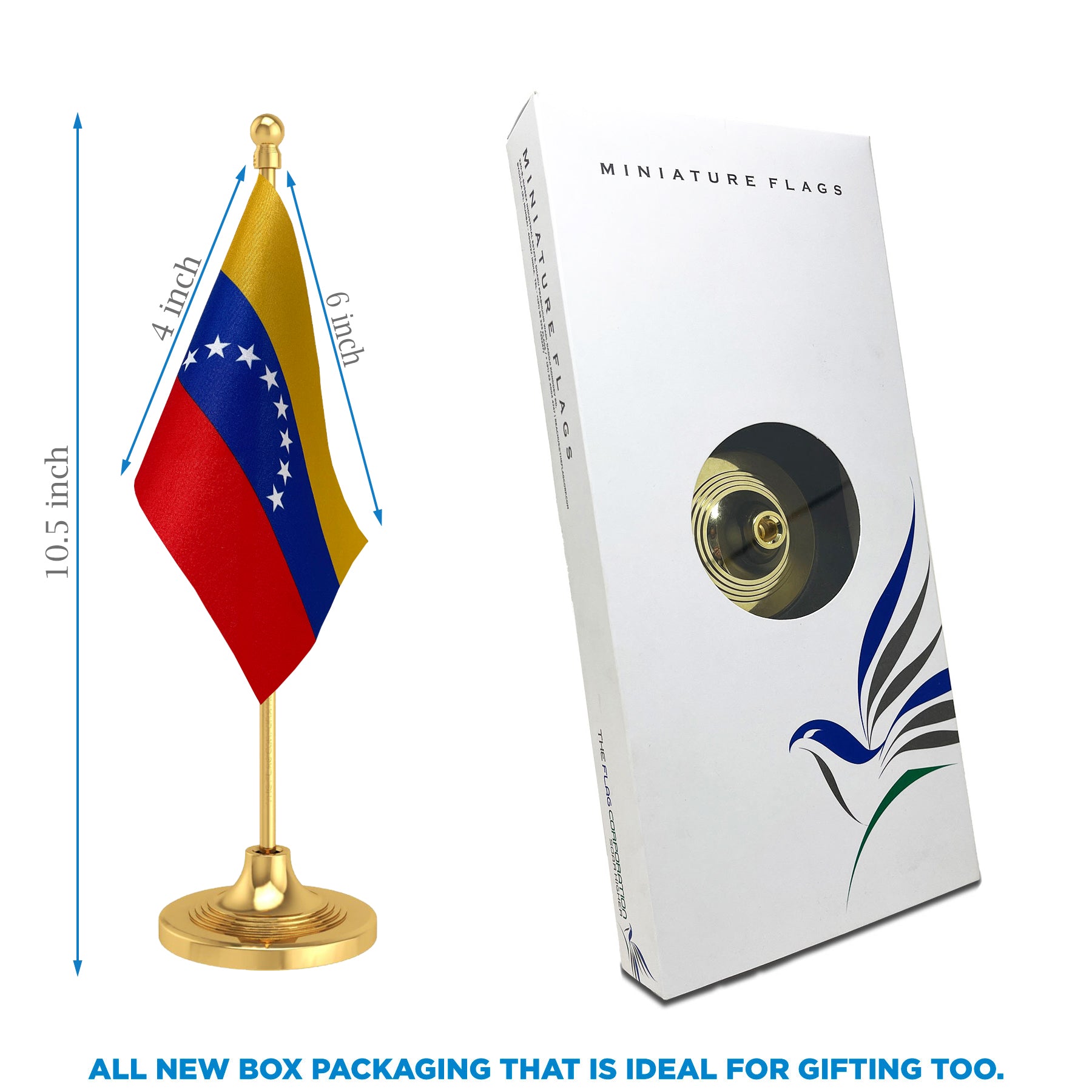 Venezuela Table Flag of 4in x 6in With A Heavy Plastic Base