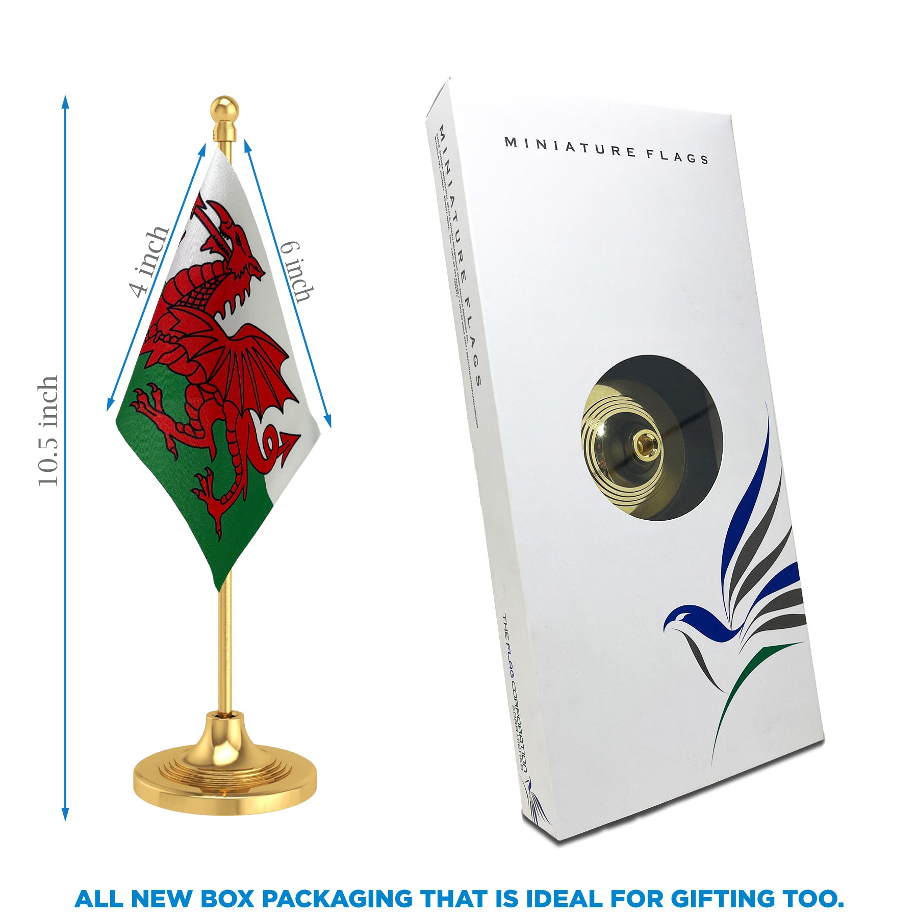 Wales Table Flag of 4in x 6in With A Heavy Plastic Base