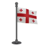 Georgia Car Dashboard Flag of 2in x 3in With A Steel or Plastic Base
