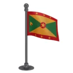 Grenada Car Dashboard Flag of 2in x 3in With A Steel or Plastic Base