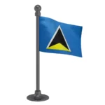 Saint Lucia Car Dashboard Flag of 2in x 3in With A Steel or Plastic Base