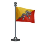 Bhutan Car Dashboard Flag of 2in x 3in With A Steel or Plastic Base