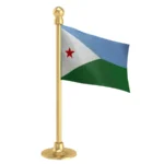 Djibouti  Car Dashboard Flag of 2in x 3in With A Steel or Plastic Base