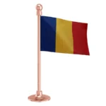 Romania Car Dashboard Flag of 2in x 3in With A Steel or Plastic Base
