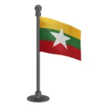 Myanmar Car Dashboard Flag of 2in x 3in With A Steel or Plastic Base