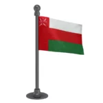Oman Car Dashboard Flag of 2in x 3in With A Steel or Plastic Base