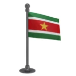 Suriname Car Dashboard Flag of 2in x 3in With A Steel or Plastic Base