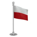 Poland Car Dashboard Flag of 2in x 3in With A Steel or Plastic Base