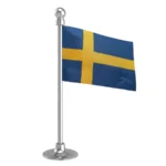 Sweden Car Dashboard Flag of 2in x 3in With A Steel or Plastic Base