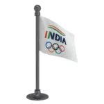 IOA Indian Olympic Association Car Dashboard Flag of 2in x 3in With A Steel or Plastic Base