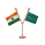 India & INLD Indian National Lok Dal Dual Car Dashboard Flag of 2in x 3in With A Plastic Base