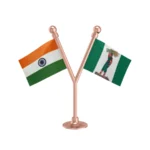 India & JDS Janata Dal Secular Dual Car Dashboard Flag of 2in x 3in With A Plastic Base