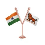 India & MGP Maharashtrawadi Gomantak Party Dual Car Dashboard Flag of 2in x 3in With A Plastic Base