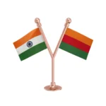 India & Sikkim Krantikari Morcha Dual Car Dashboard Flag of 2in x 3in With A Plastic Base