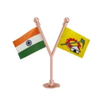 India & TDP Telugu Desam Party Dual Car Dashboard Flag of 2in x 3in With A Plastic Base