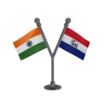 India & Asom Gana Parishad AGP Dual Car Dashboard Flag of 2in x 3in With A Plastic Base
