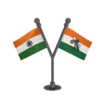 India & AITC or TMC All India Trinamool Congress Dual Car Dashboard Flag of 2in x 3in With A Plastic Base