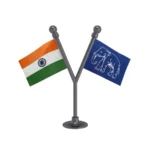 India & BSP Bahujan Samaj Party Dual Car Dashboard Flag of 2in x 3in With A Plastic Base